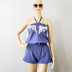 Embroider Chambray Romper